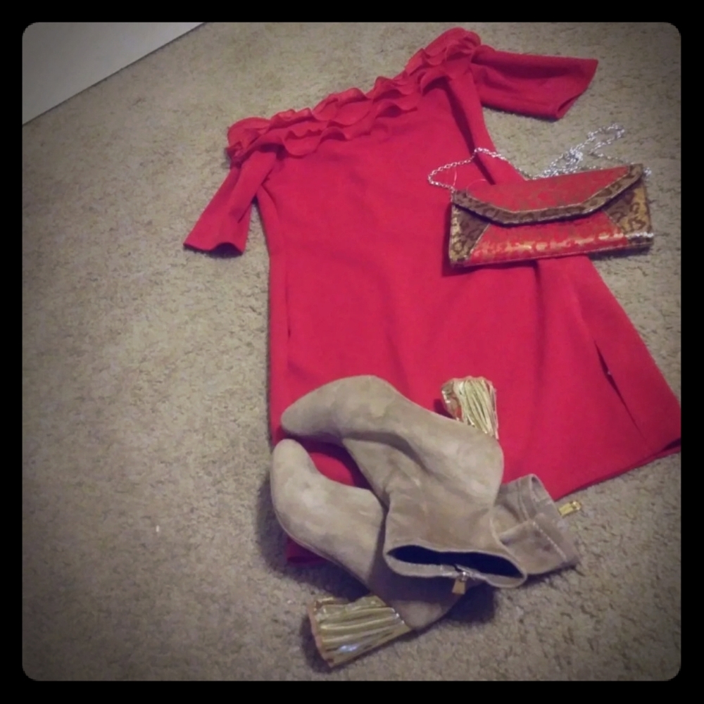 Ruffled off shoulder dress (Valentines Day)